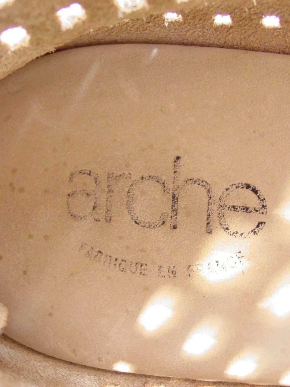 ARCHE $295 Vintage Nubuck Lattice Low Wedge Heel Zip Shoes 38/8 - Made in FRANCE - Picture 8 of 11